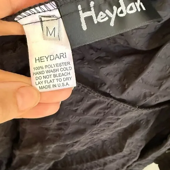 HEYDARI Nopj4149 Asymmetrical Handkerchief Hem Textured Black Jacket  M NWOT - Picture 9 of 16